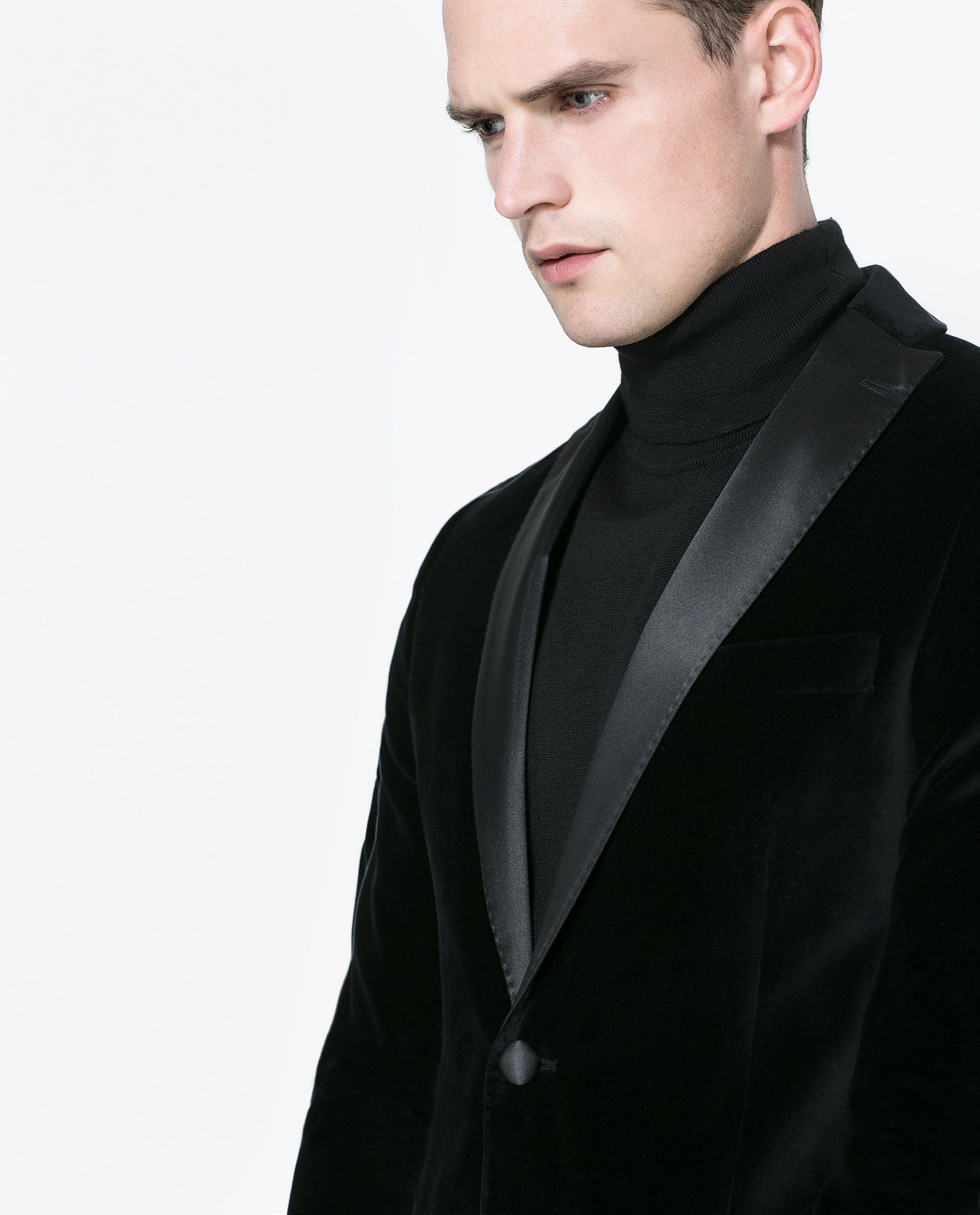 Zara Velvet Blazer with Contrast Detailing in Black for Men Lyst