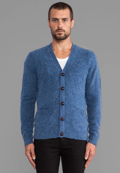 Hartford Shetland Cardigan in Baby Blue in Blue for Men | Lyst