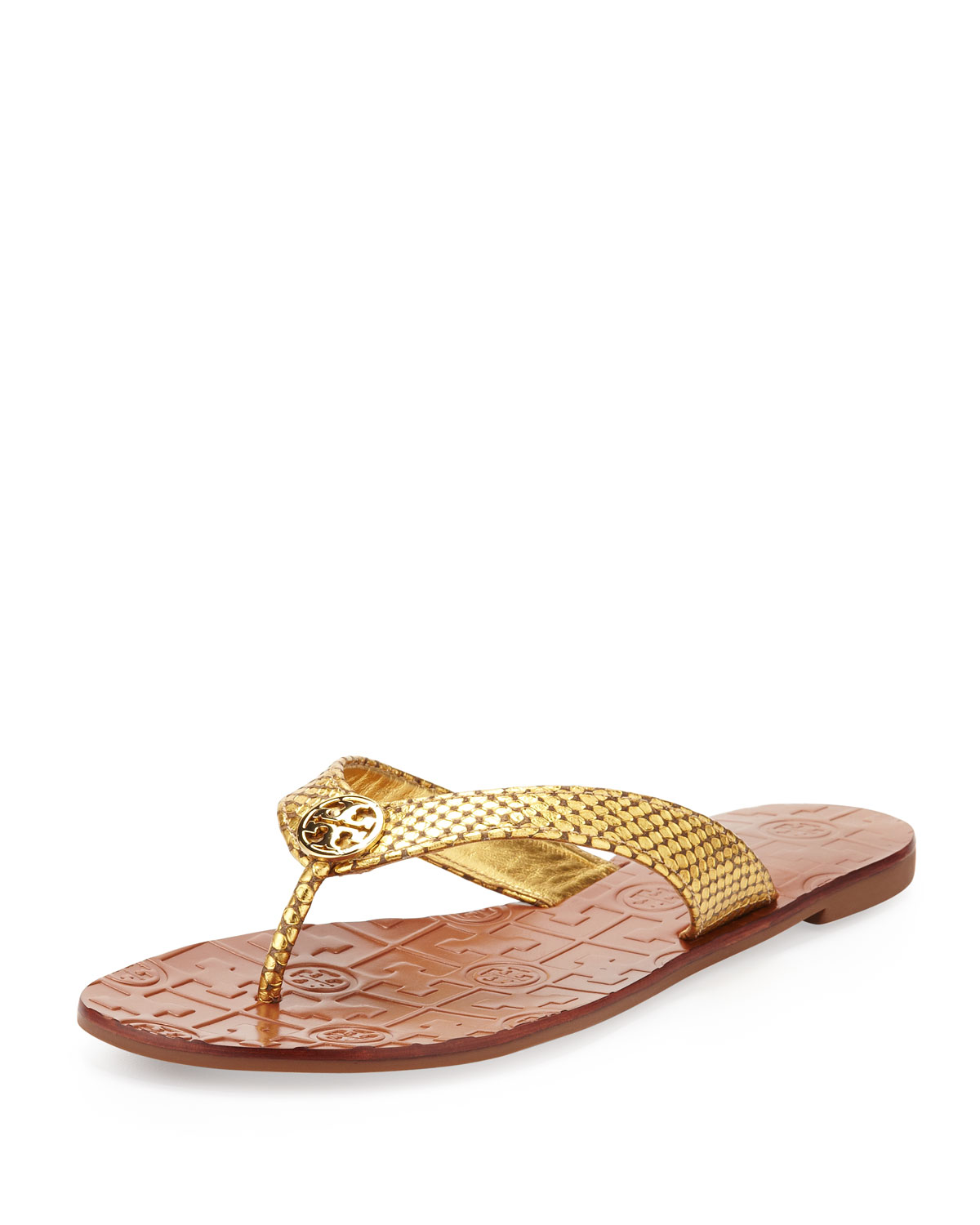 Tory Burch Thora Logo Thong Sandal in Metallic - Lyst