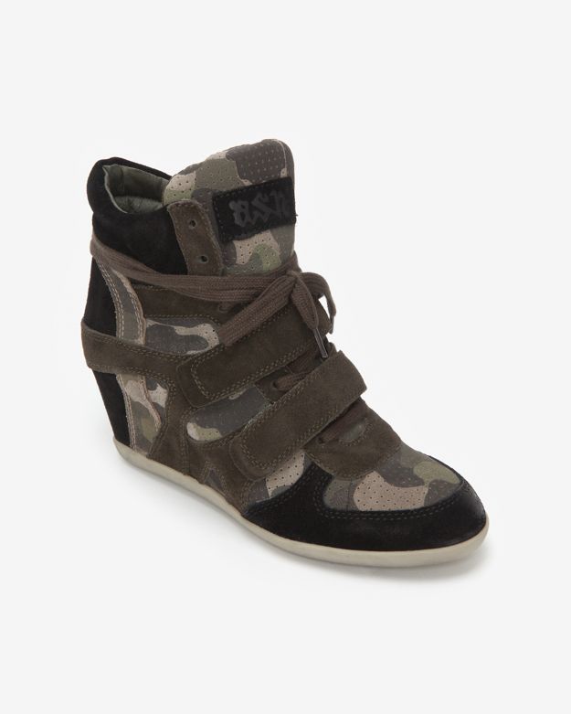 camo print wedge sneakers