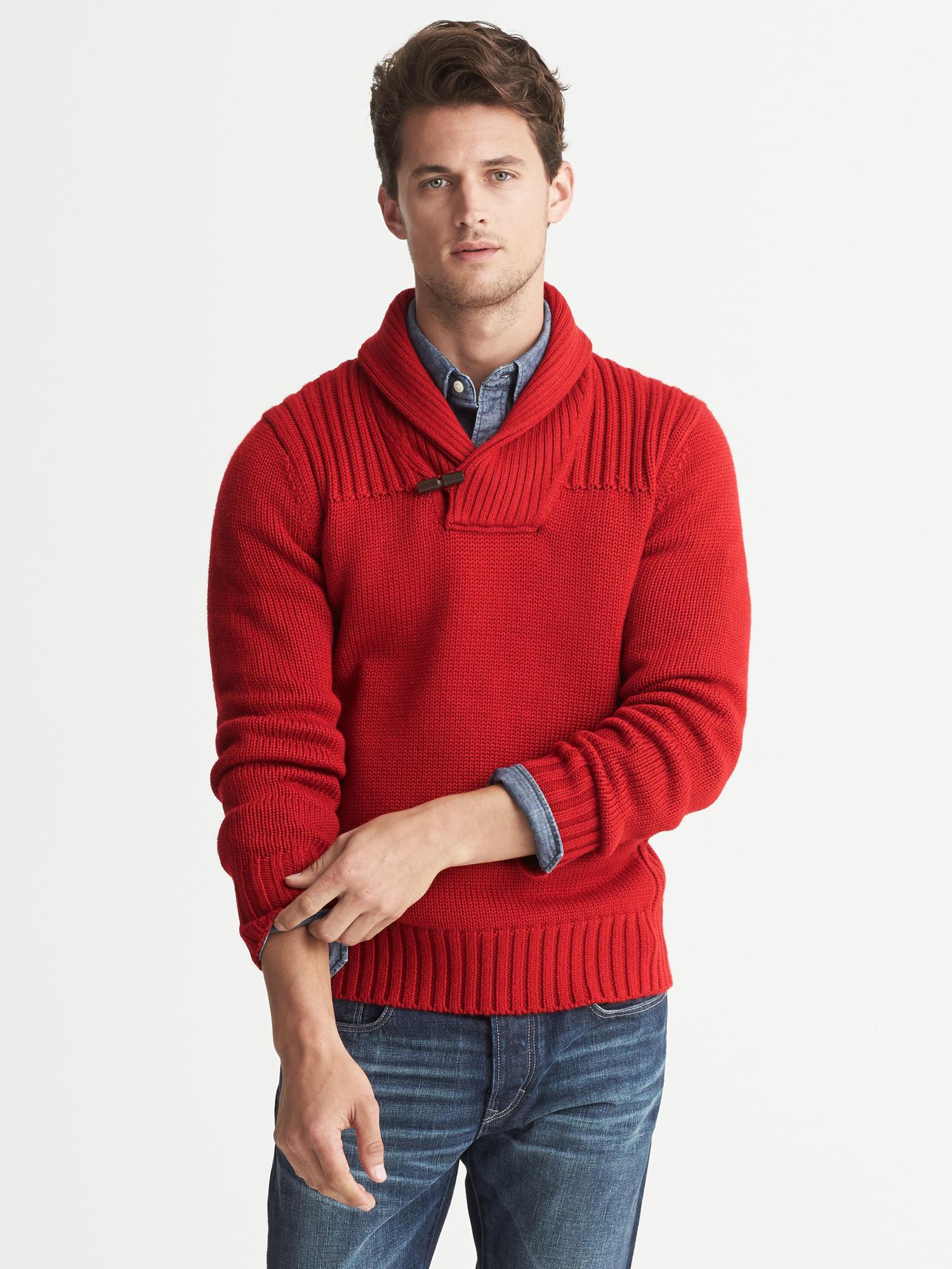 Banana Republic Heritage Shawl Collar Pullover Saucy Red in Red for Men ...
