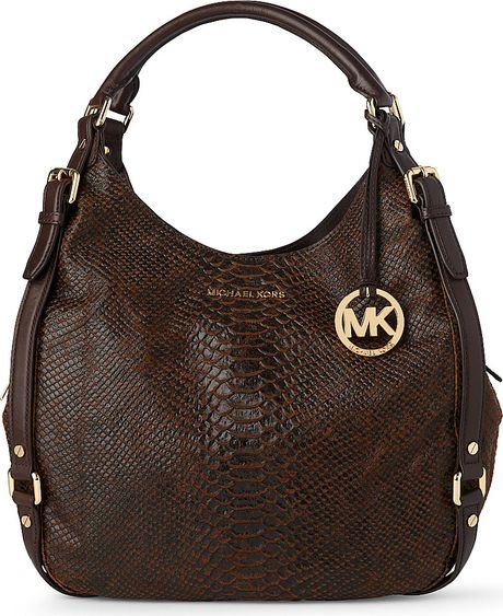 Michael Kors Bedford Shoulder Bag in Brown (Mocha python) | Lyst