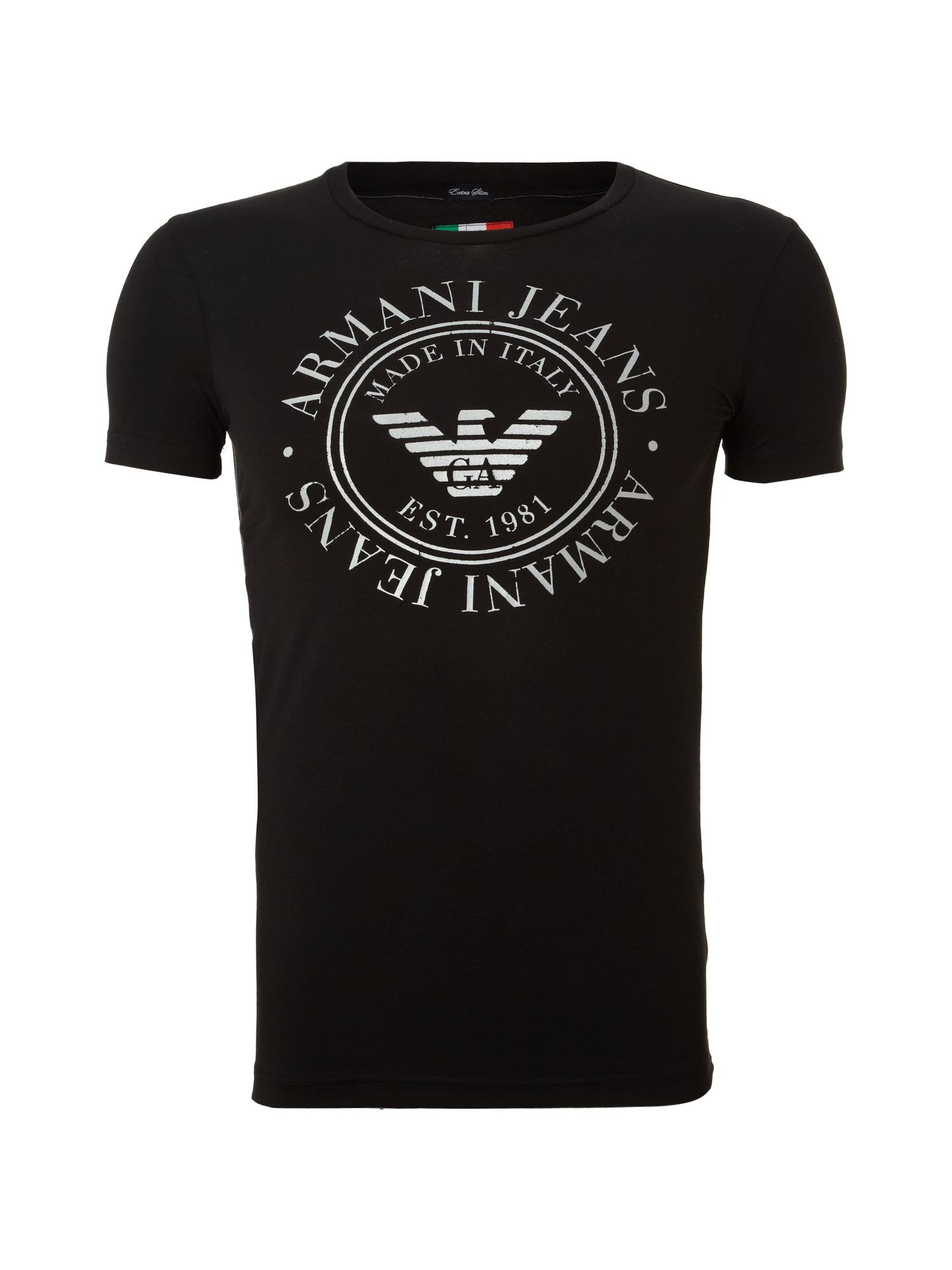 Armani Jeans Made in Italy Printed T-shirt in Black for Men | Lyst