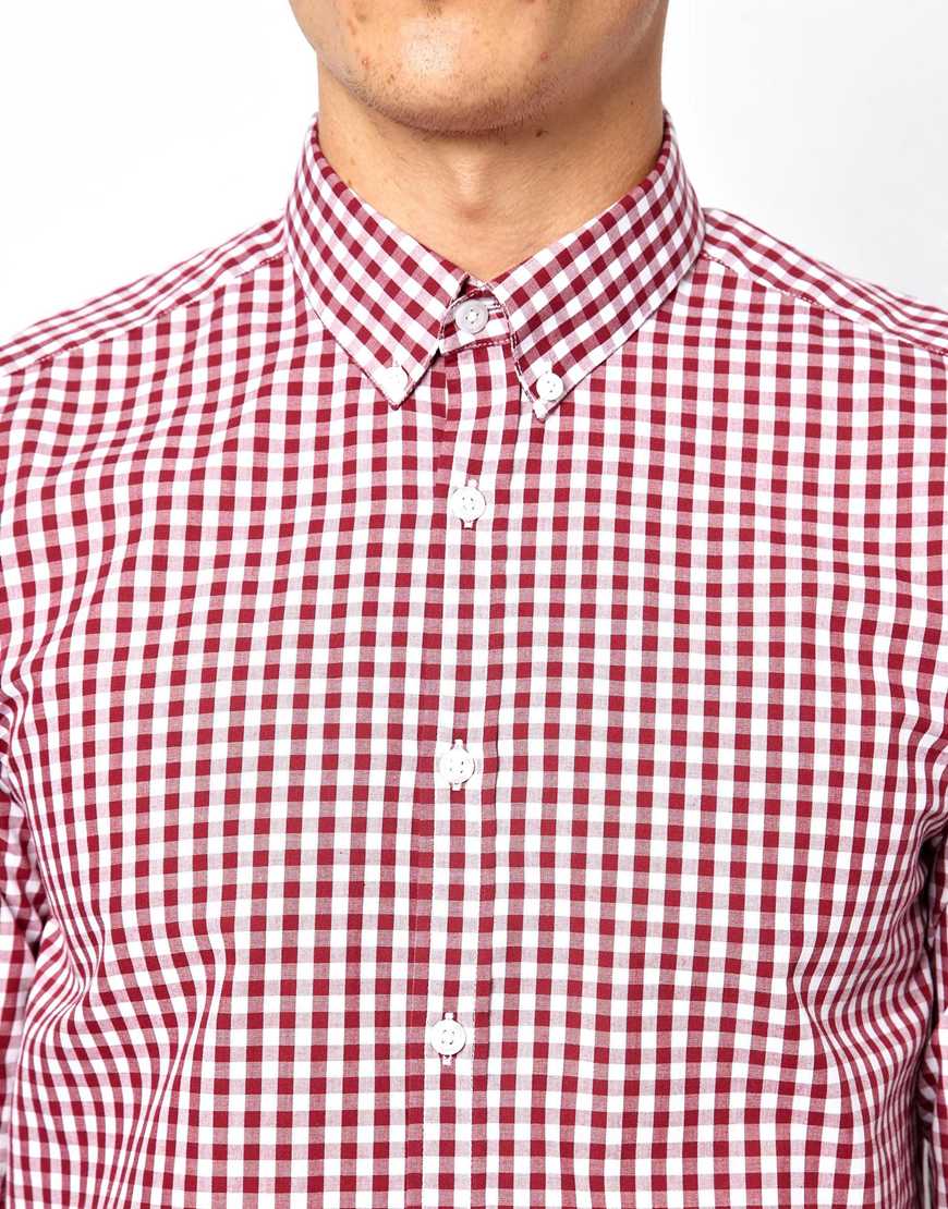 Eleven paris Smart Gingham Check Shirt with Button Down Collar in Pink