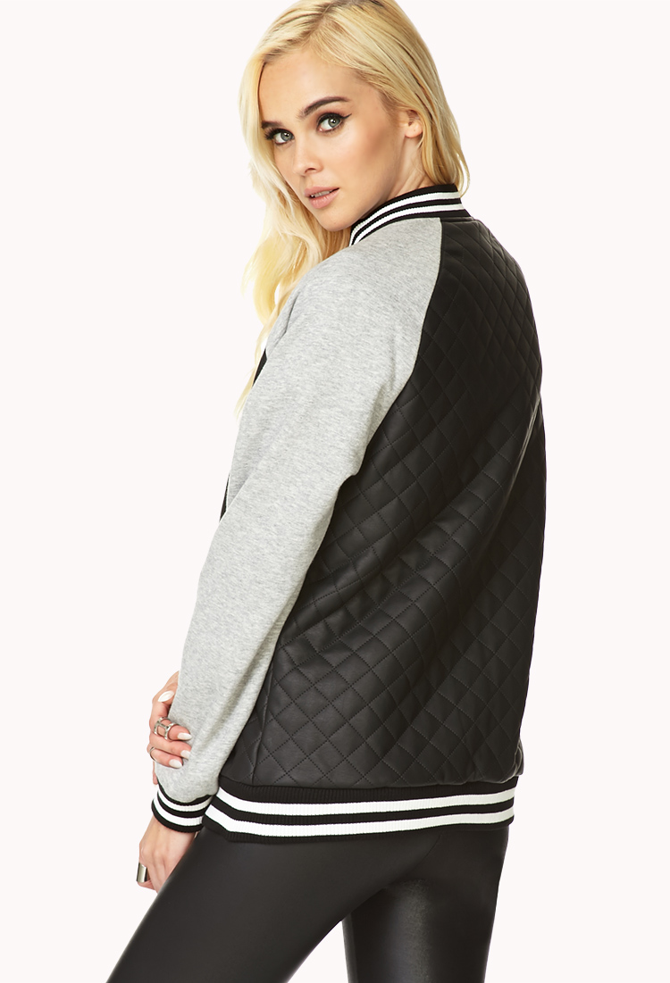 Lyst Forever 21 Prep School Varsity Jacket in Black