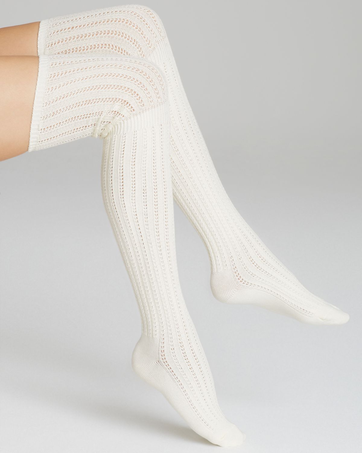 Lyst - Hue Crochet Slouch Overtheknee Socks in White