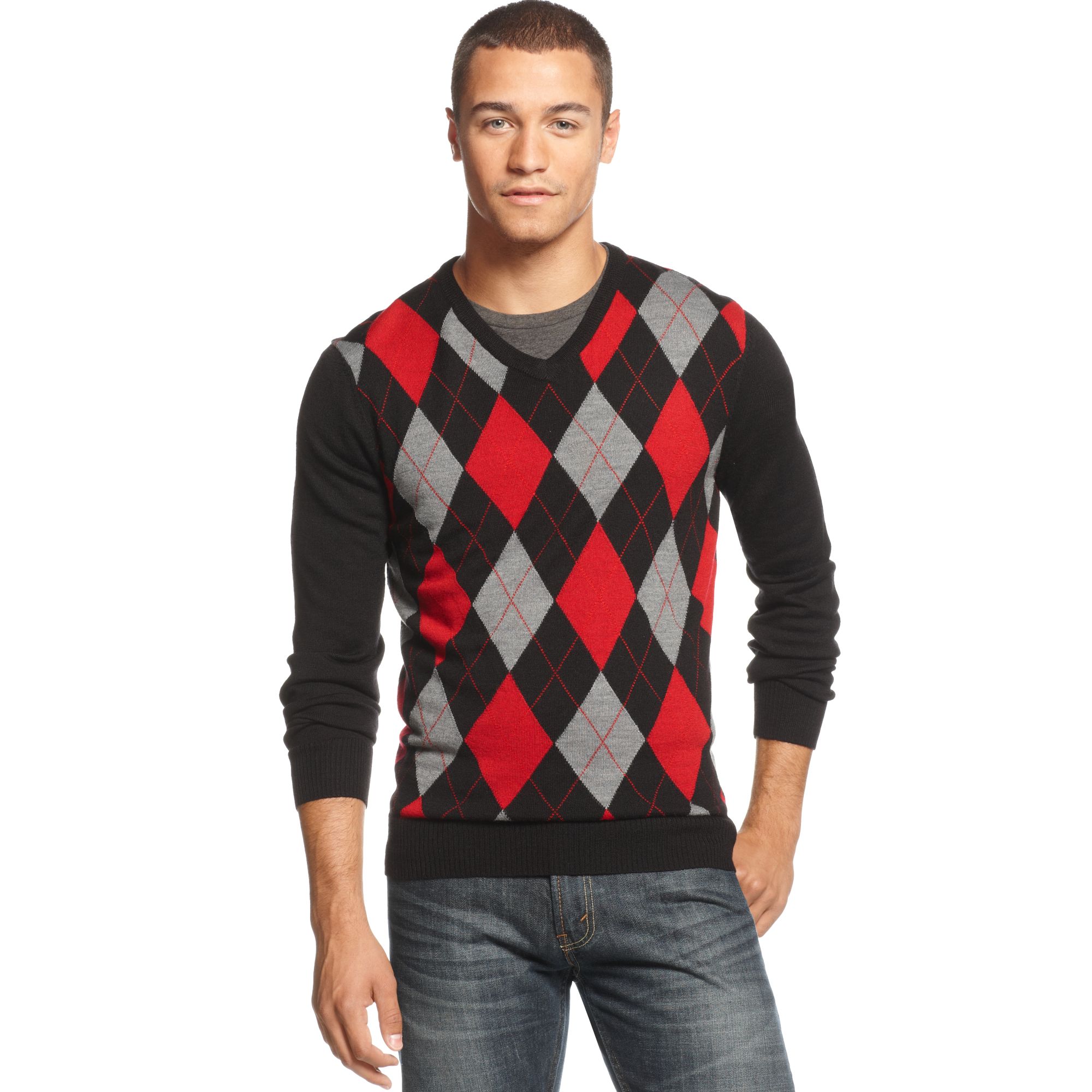 Lyst - Inc international concepts Halpert Argyle Sweater in Red for Men