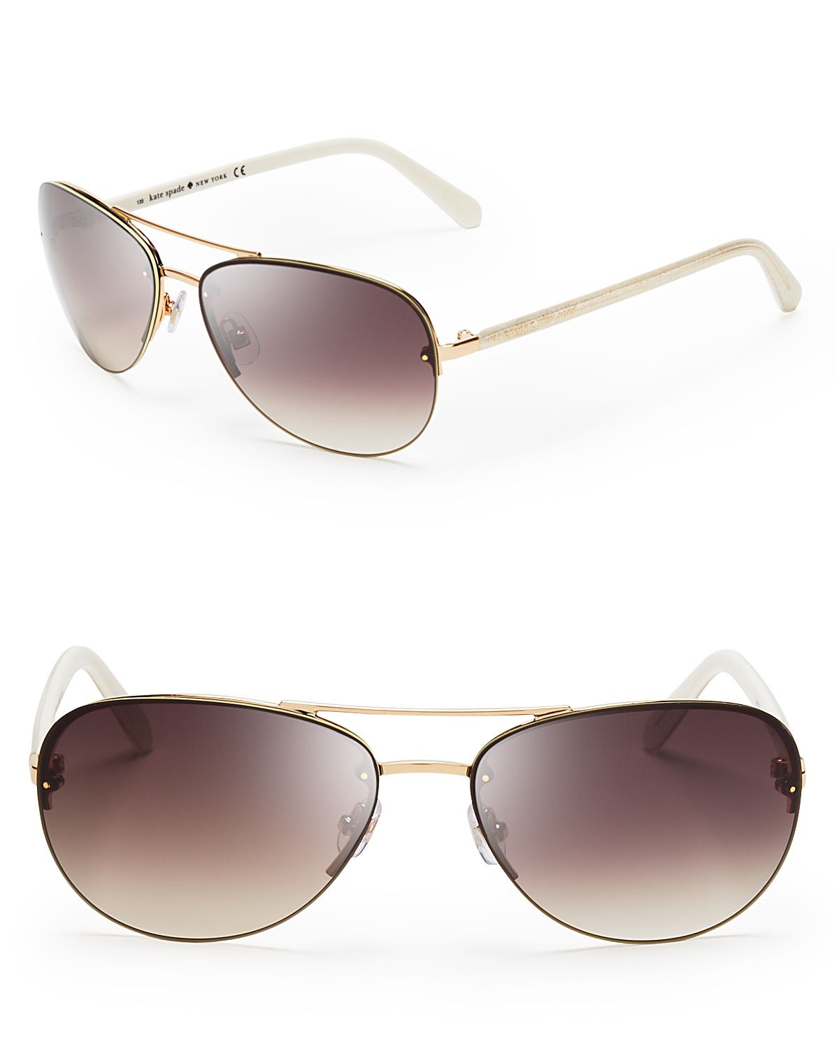 Kate Spade Beryl Aviator Sunglasses in Pink (Rose Gold/White) | Lyst