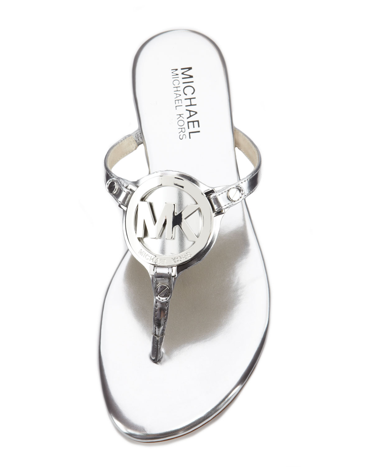 michael kors silver thong sandals