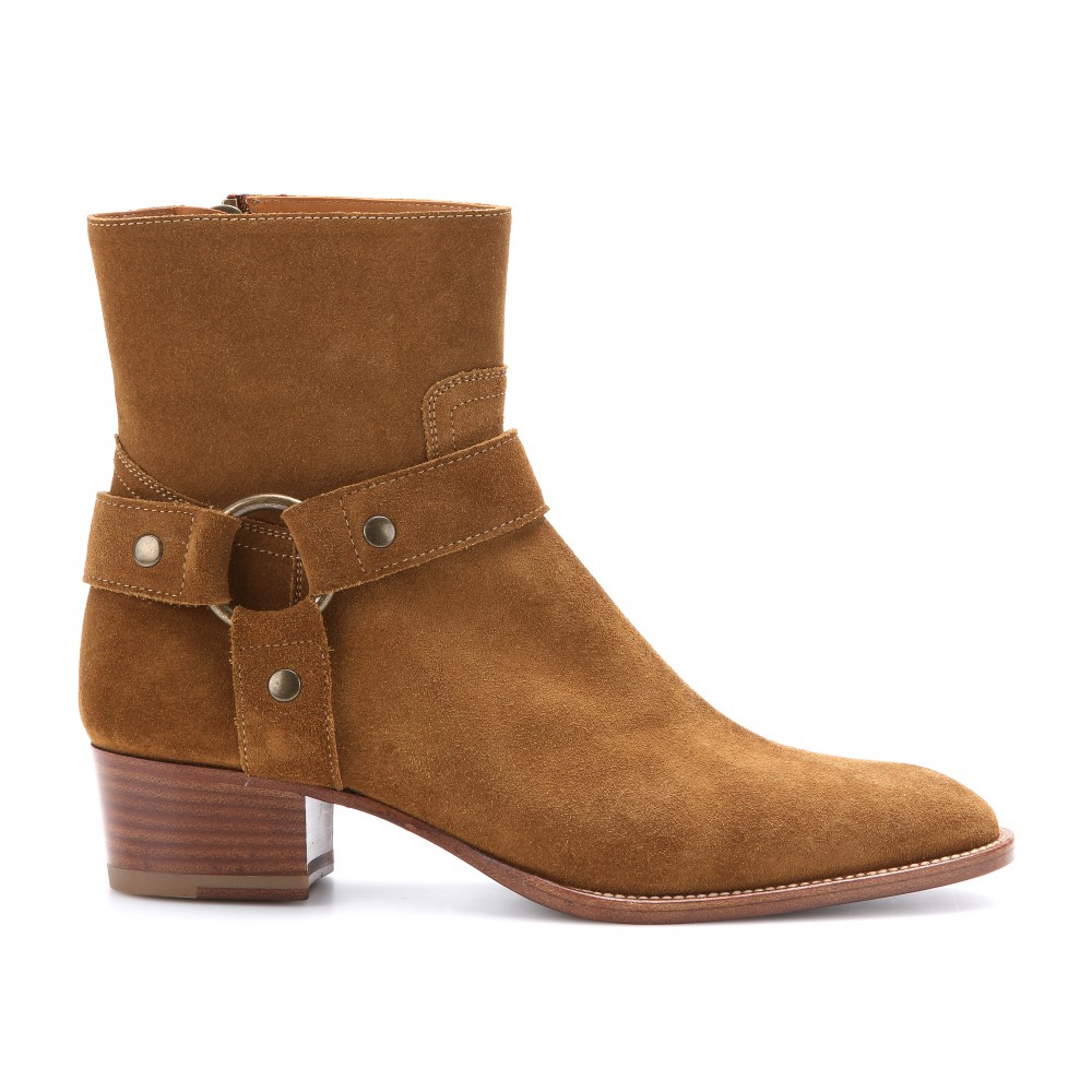 Lyst - Saint Laurent Rock Suede Ankle Boots in Brown