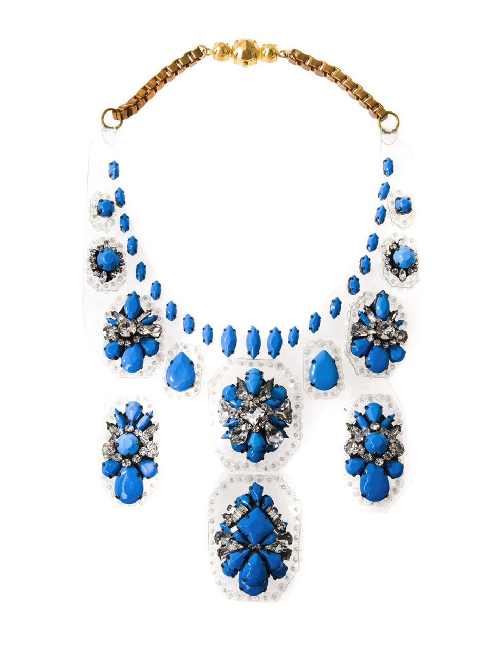 Lyst - Shourouk Barbara Embellished Bib Necklace in Blue