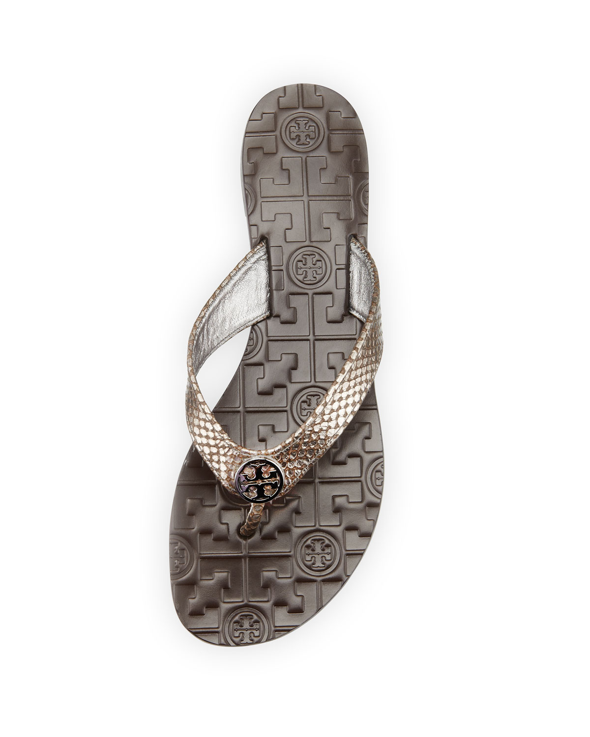 snake print tory burch flip flops