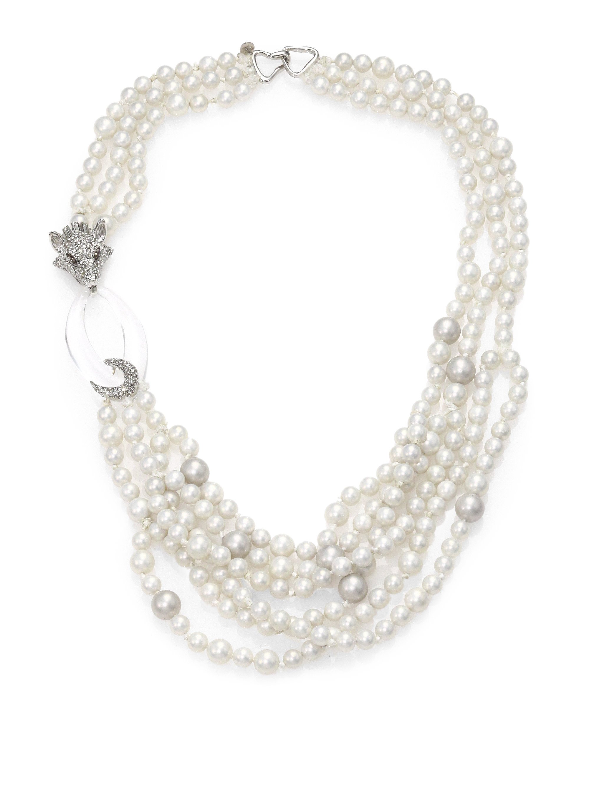 Lyst - Alexis Bittar Pearl Lucite & Crystal Multi-Stand Necklace in White