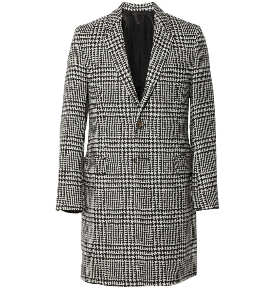 Lyst - Ami Slimfit Prince Of Wales Check Wool Coat in Gray for Men