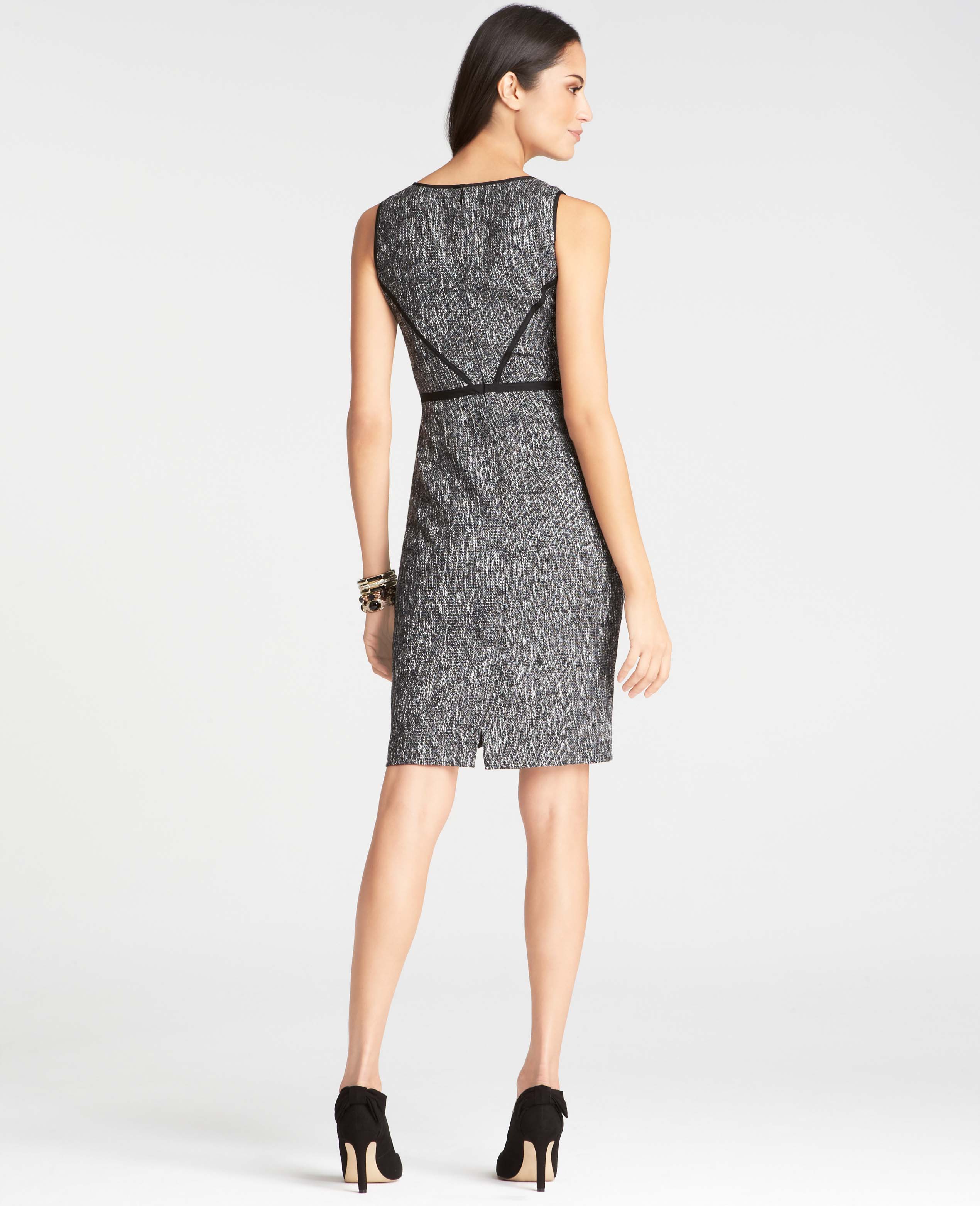 Lyst - Ann Taylor Tipped Tweed Sheath Dress in Gray