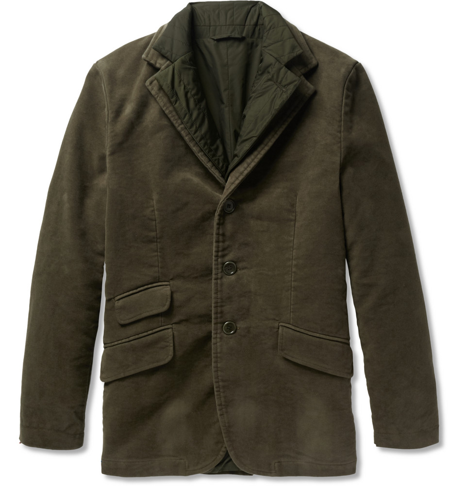 Lyst - Aspesi Moleskin Jacket with Detachable Quilted Lining in Green ...