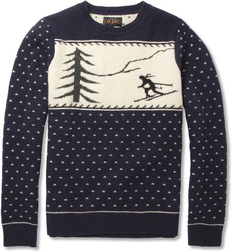 Beams Plus Ski Intarsia Woolblend Sweater in Blue for Men | Lyst