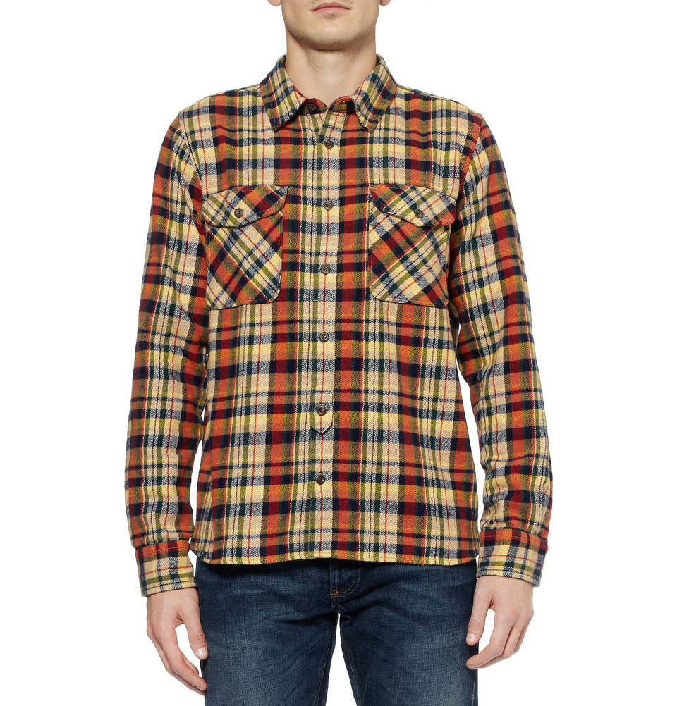 Lyst Edwin Loggerhead Check Cotton flannel Shirt in Orange for Men