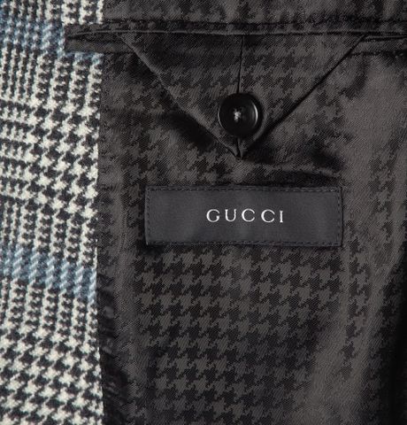 Gucci Prince Of Wales Check Wool Suit Jacket in Blue for Men | Lyst