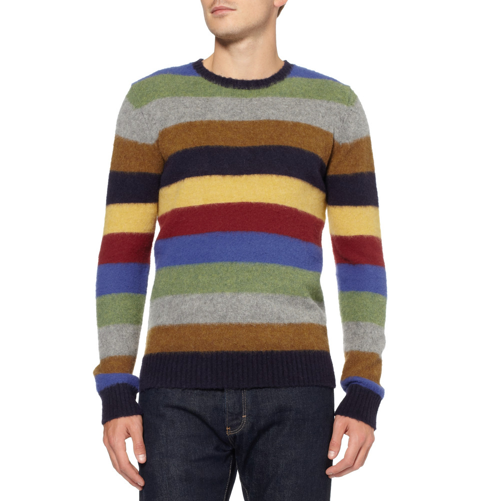 Lyst - Hartford Striped Shetland Wool Sweater in Blue for Men