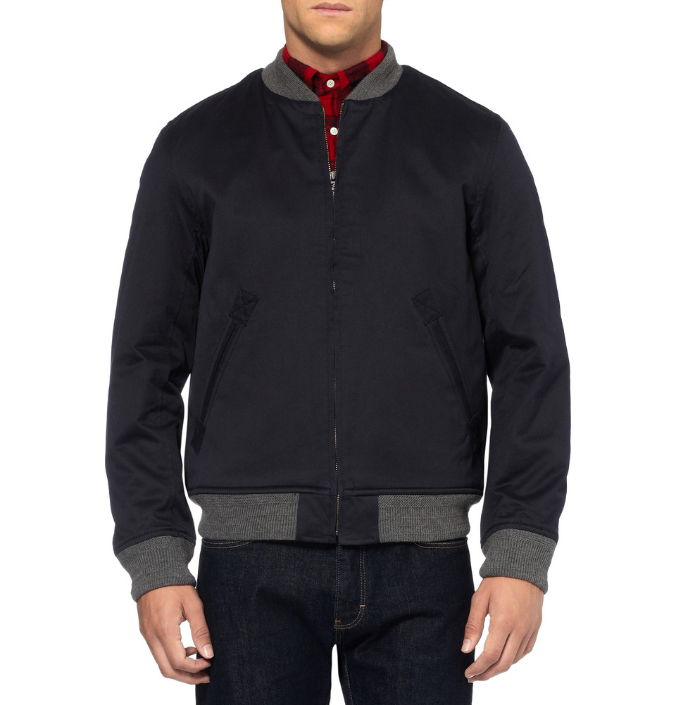 J.crew Wallace Barnes Cottontwill Bomber Jacket in Black for Men Lyst