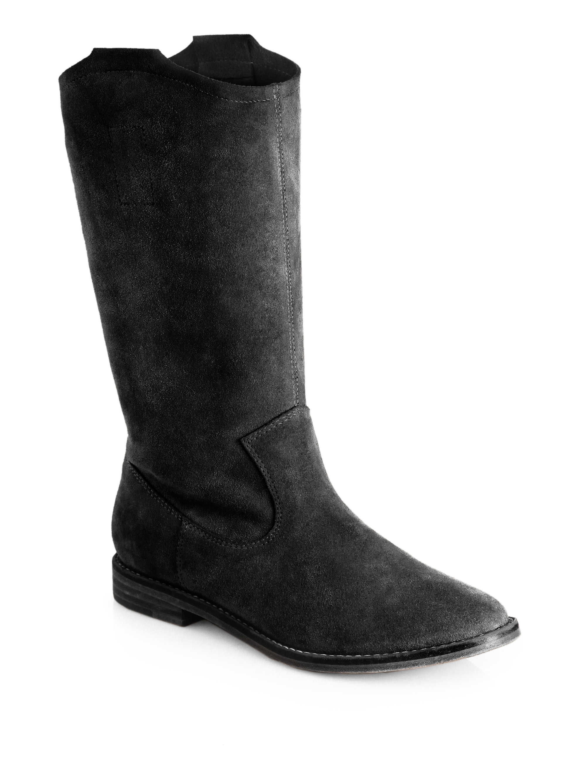 Joie Ogden Slouchy Suede Boots in Black | Lyst