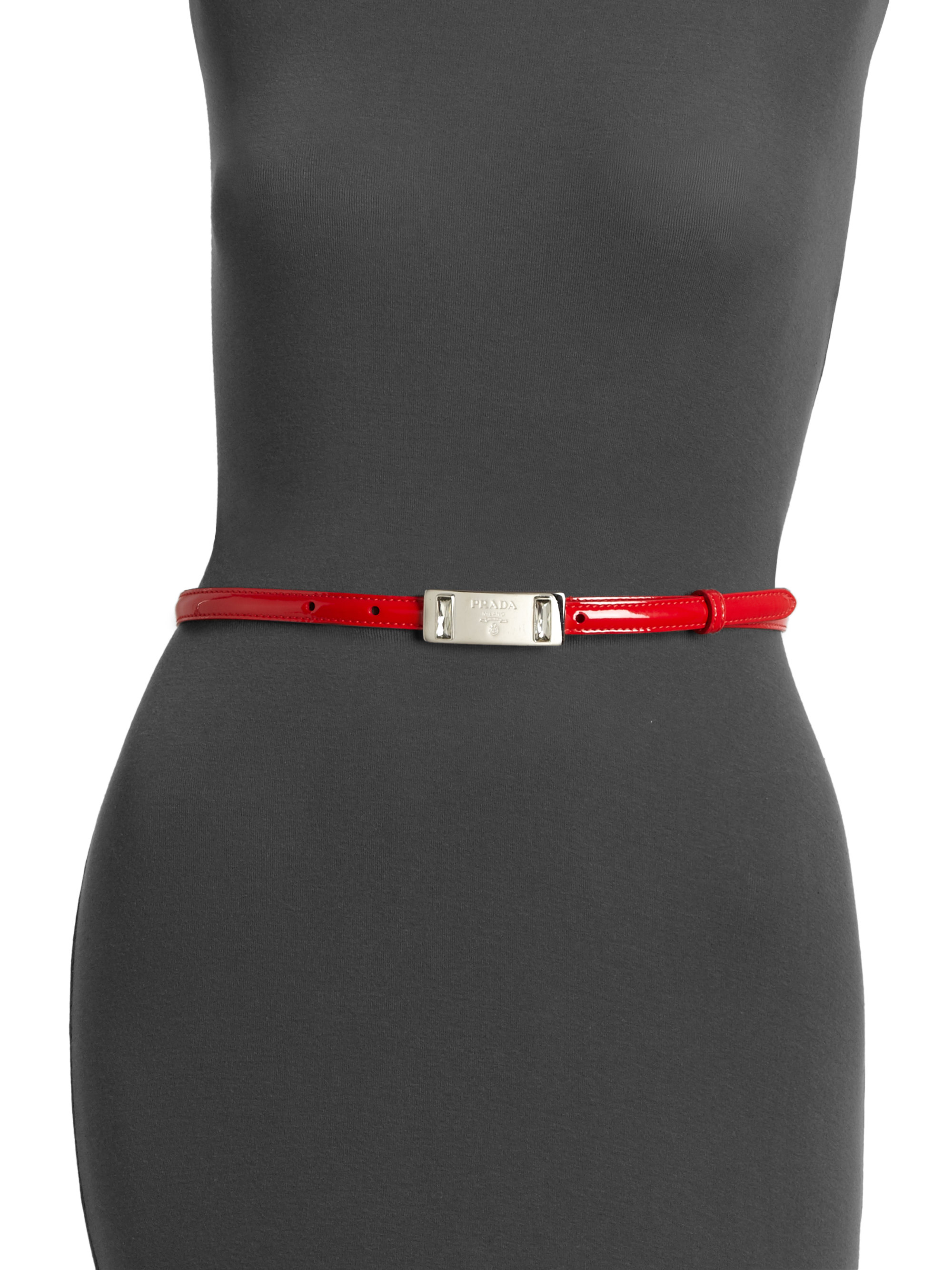 Prada Patent Leather Logo Belt in Red | Lyst  