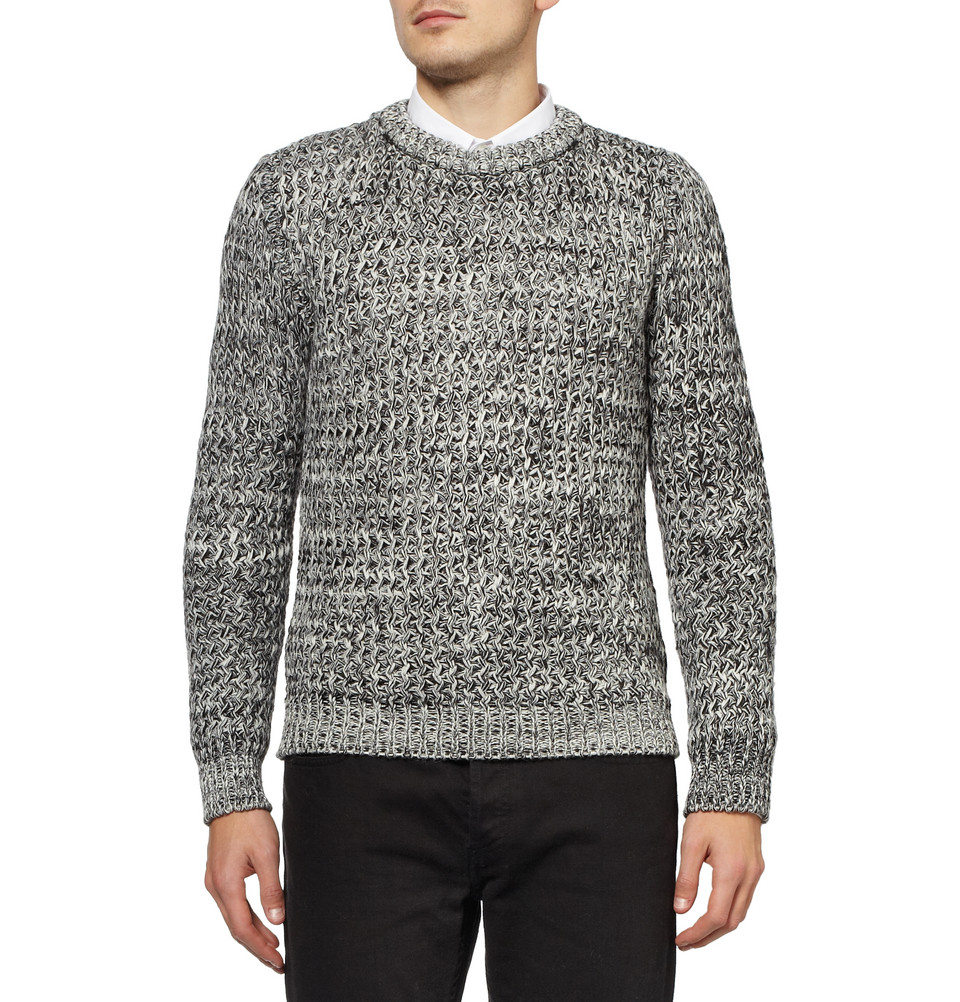 Lyst - Sandro Chunky-Knit Wool-Blend Sweater in Black for Men