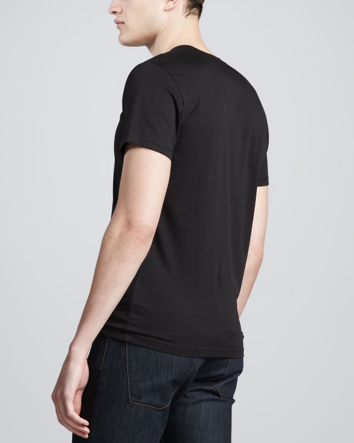 Theory V-neck Silk-cotton T-shirt in Black for Men | Lyst