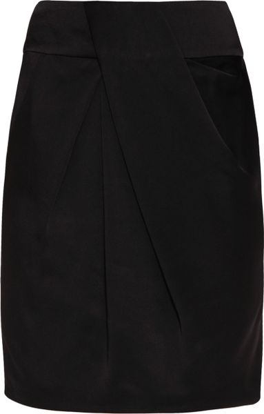 Alexander Wang Sateen Drape Skirt in Black | Lyst