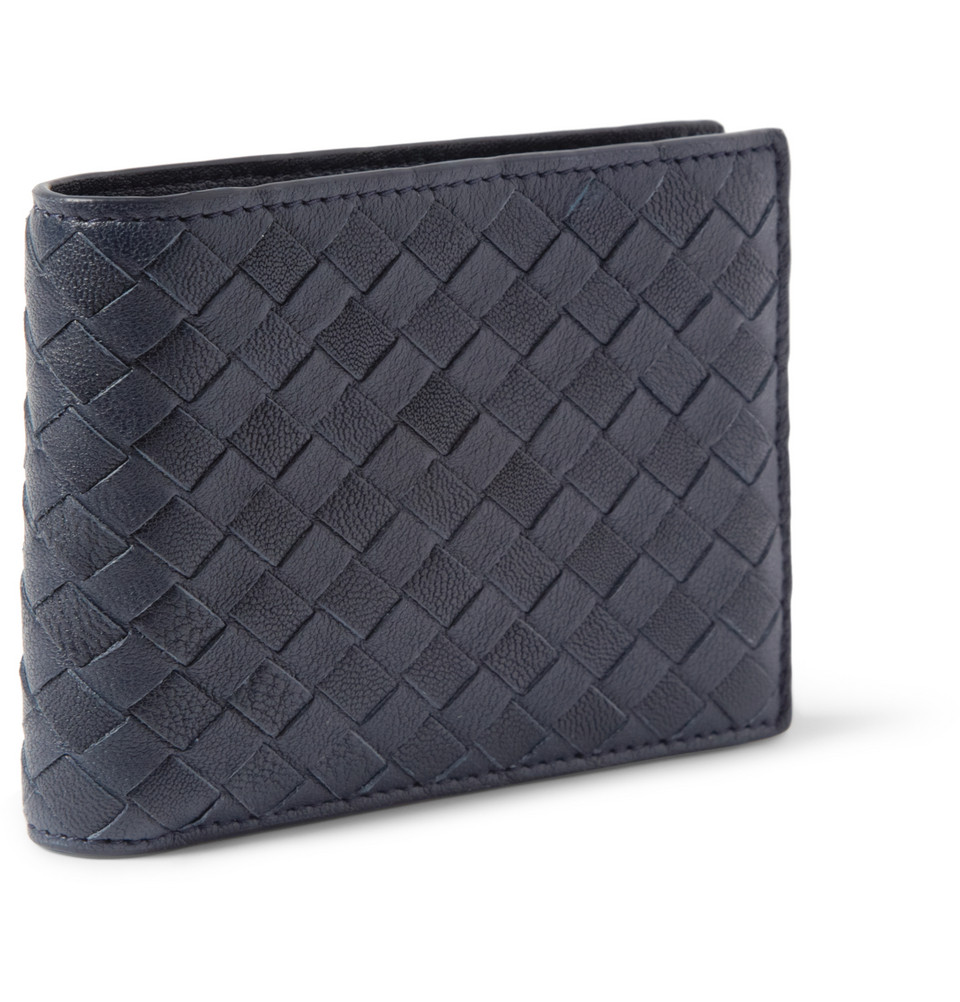 Lyst - Bottega Veneta Intrecciato Leather Billfold Wallet in Blue for Men