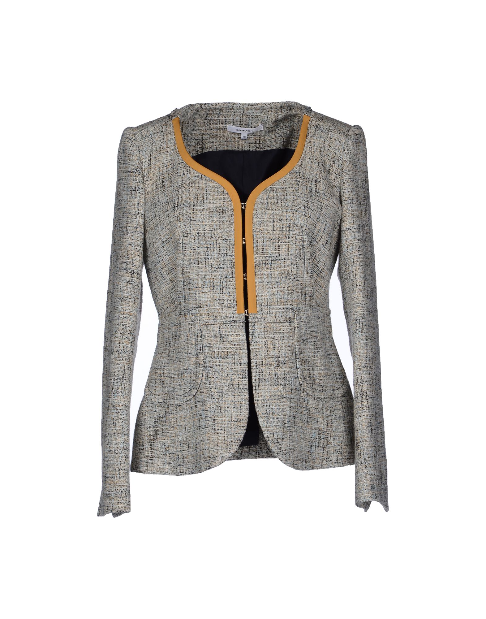 Carven Tweed CottonBlend Jacket in Gray (Light grey) Lyst