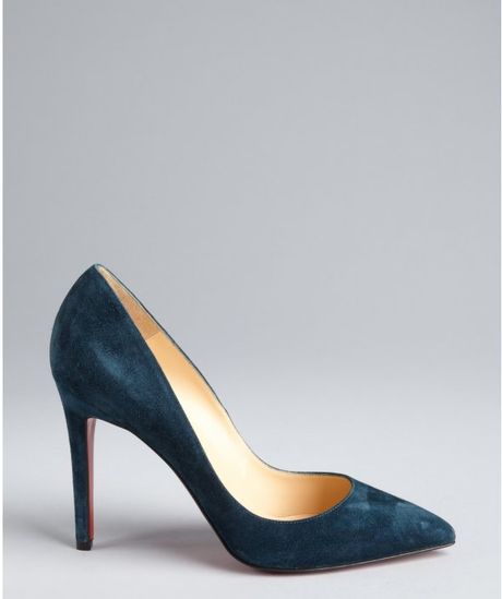 Christian Louboutin Dark Teal Suede Pigalle 100 Pointed Toe Pumps in ...