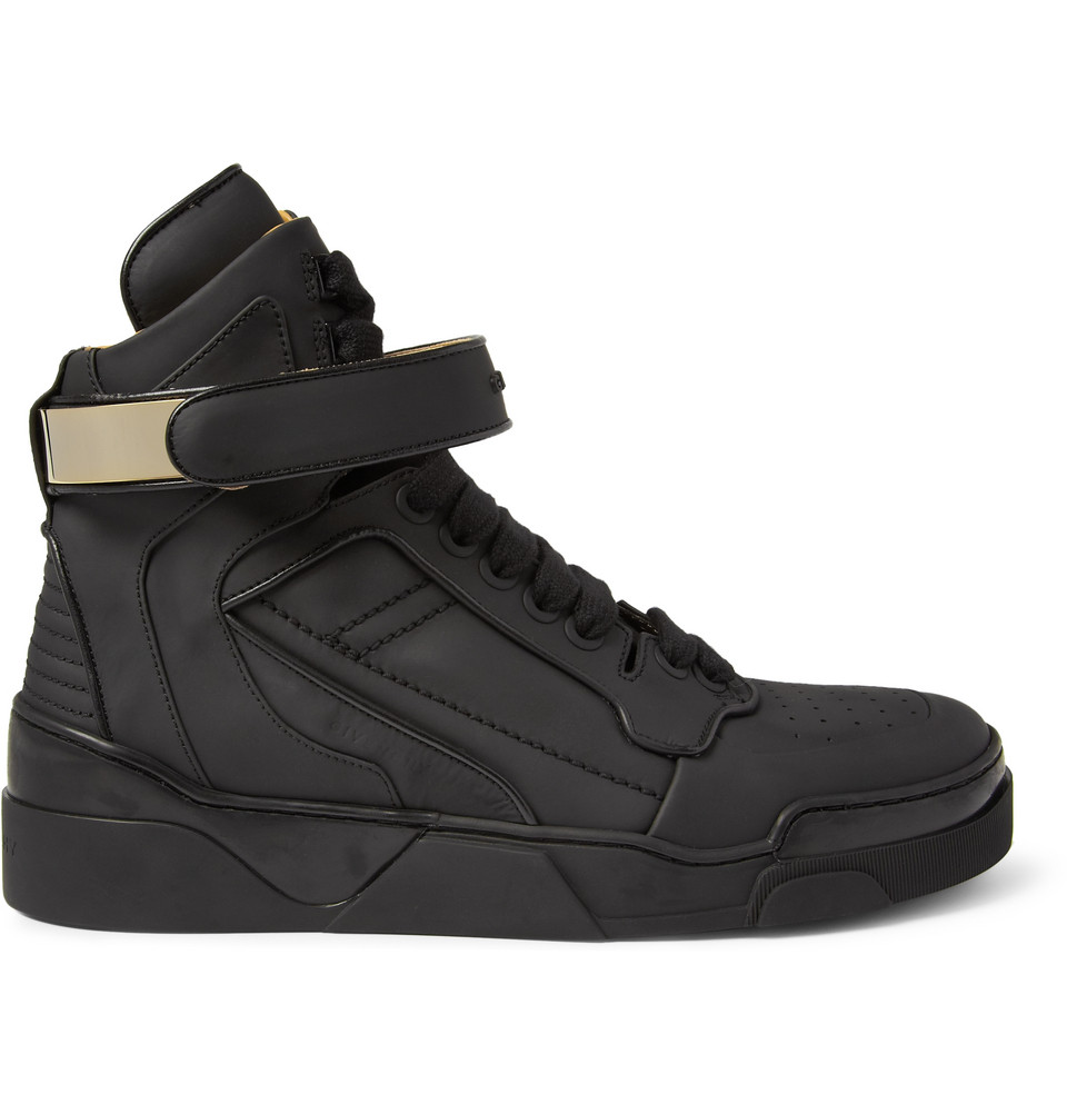 Lyst - Givenchy Metal-Trimmed Leather High Top Sneakers in Black for Men