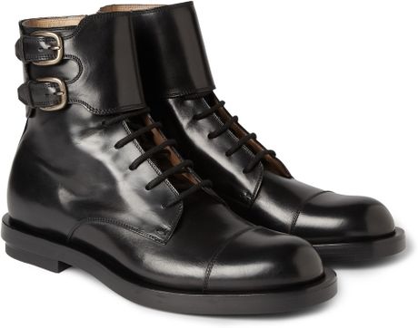 Gucci Buckled Leather Boots in Black for Men | Lyst