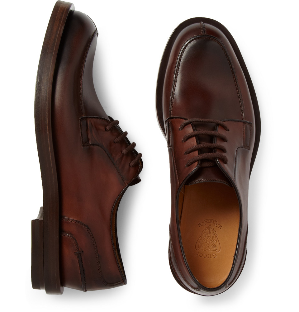 Lyst - Gucci Leather Split Toe Derby Shoes in Brown for Men