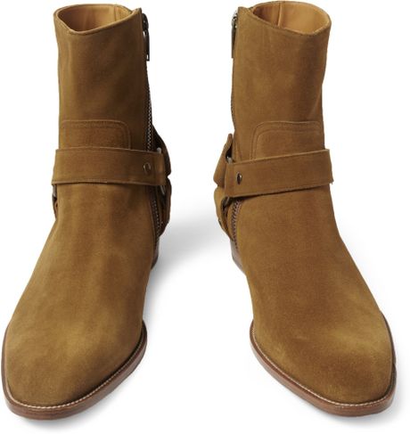 Saint Laurent Suede Boots in Brown for Men | Lyst