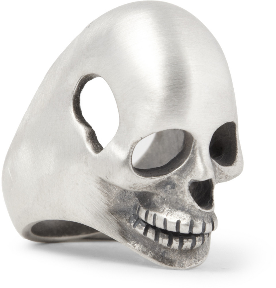 Lyst Saint Laurent Sterling Silver Skull Ring in Metallic for Men