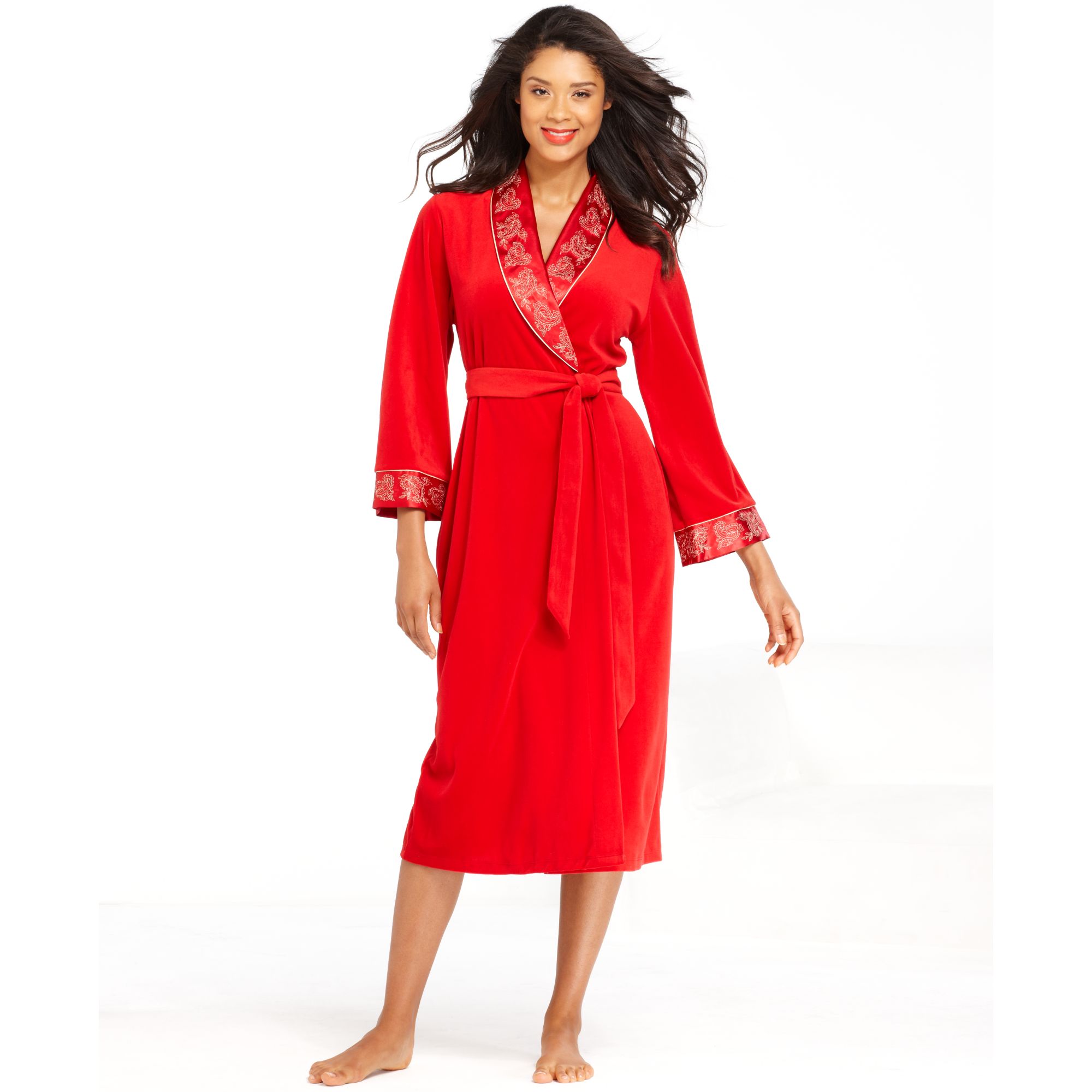 Lyst Jones New York Steam Velour Robe in Red