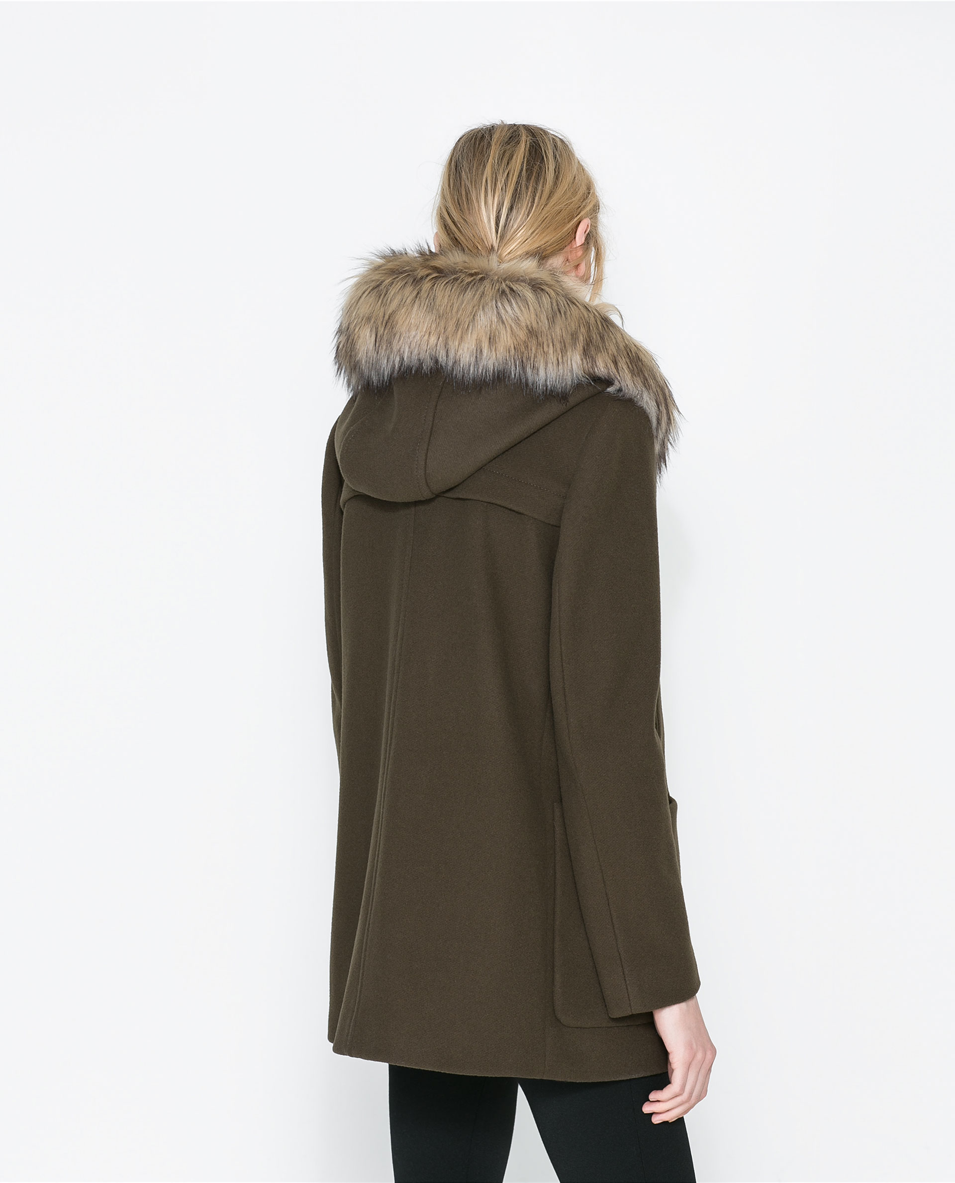 zara duffle coat with fur hood