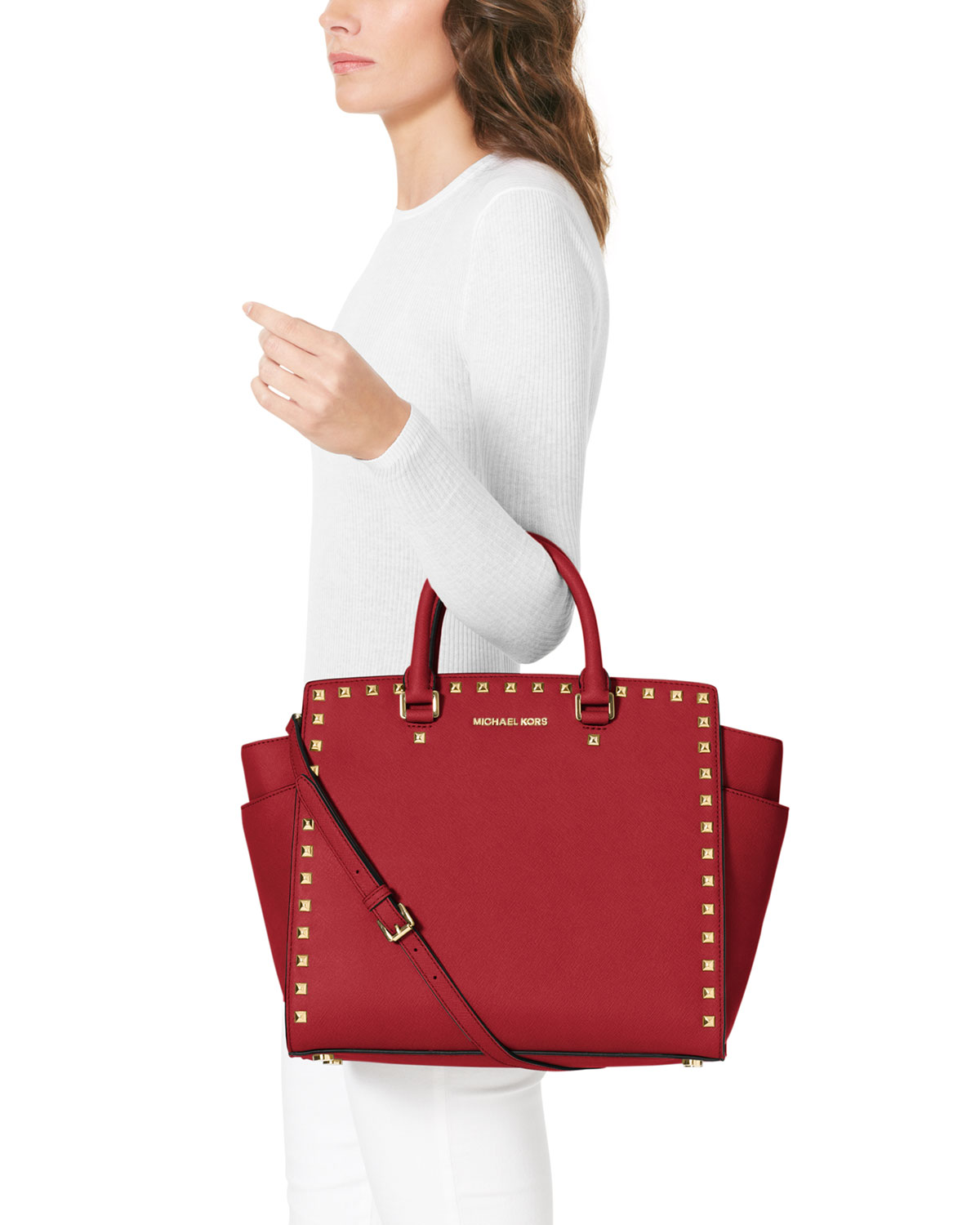 michael kors large selma studded saffiano tote