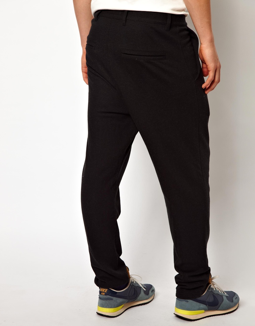 Lyst - Asos Solid Sweatpants with Drop Crotch in Black for Men