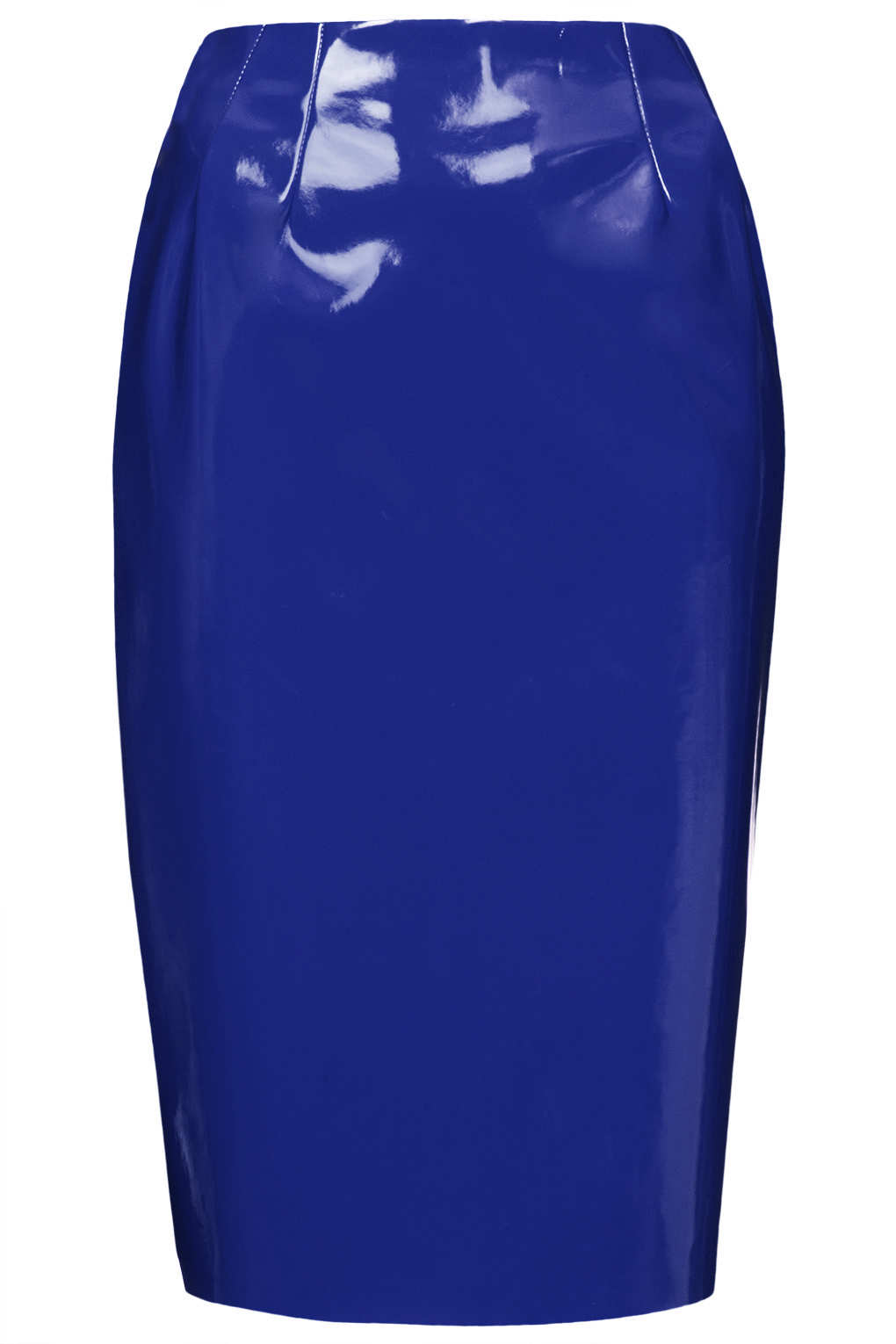 Lyst - Topshop Navy Blue Vinyl Pencil Skirt in Blue