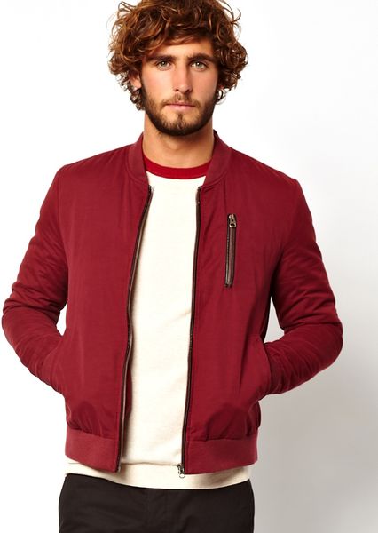 Asos Bomber Jacket in Red for Men (Burgundy) | Lyst