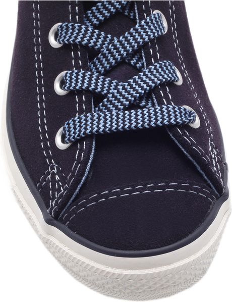 Converse Navy Chuck Taylor Suede Hi Top Wedge Trainers in Blue (navy ...