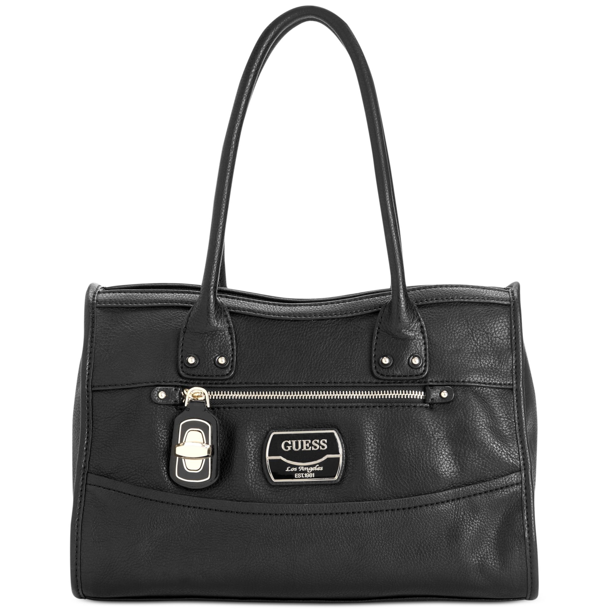 Guess Handbag Hazelton Satchel in Black | Lyst