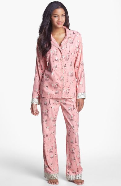 Munki Munki Flannel Pajamas in Pink (White Ski Trip) | Lyst