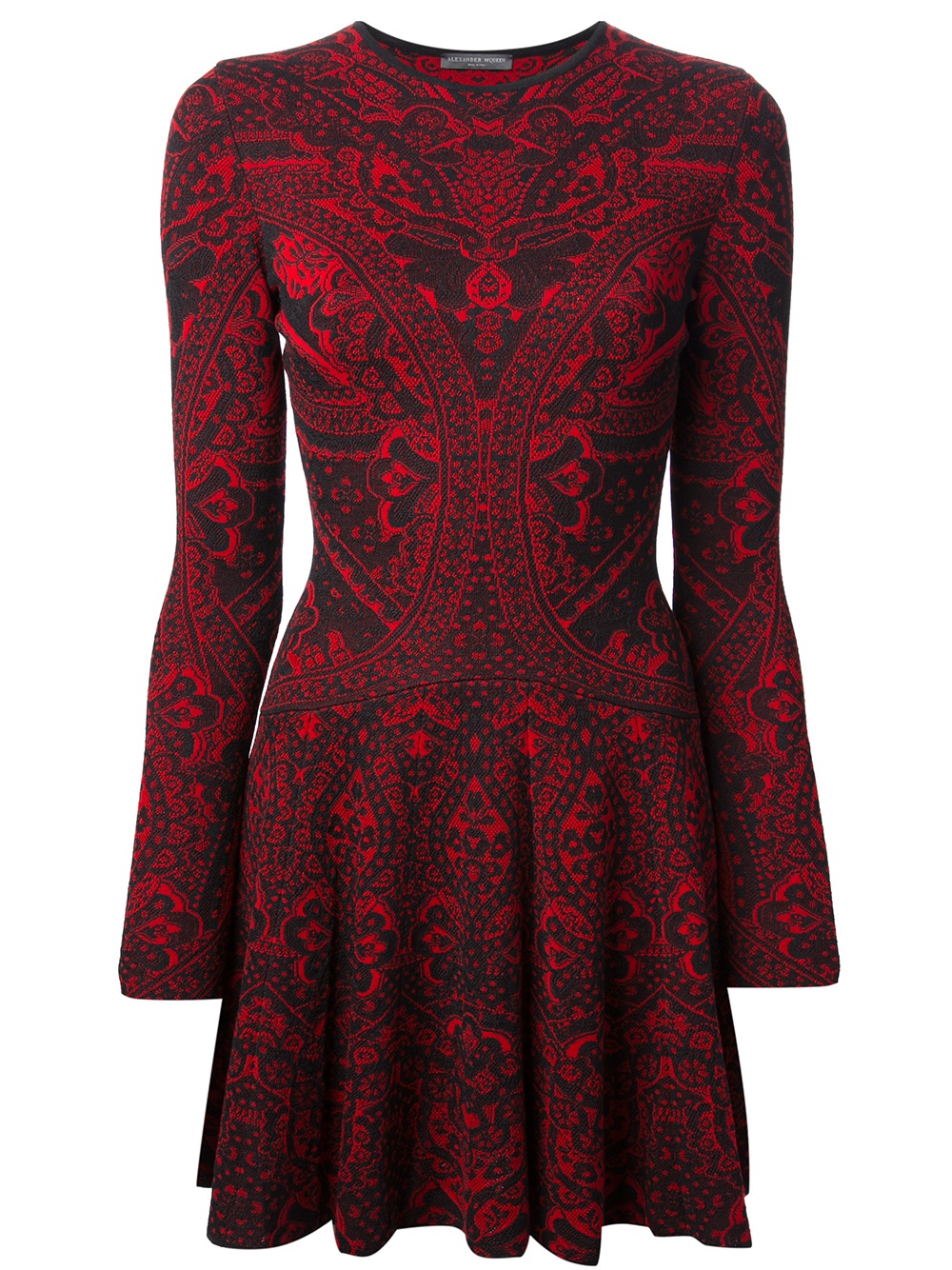 Lyst - Alexander mcqueen Baroque Woven Dress in Red