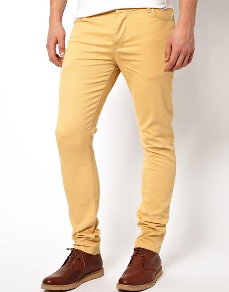 Fred Perry Asos Skinny Jean in Yellow for Men (Dustyyellow) | Lyst