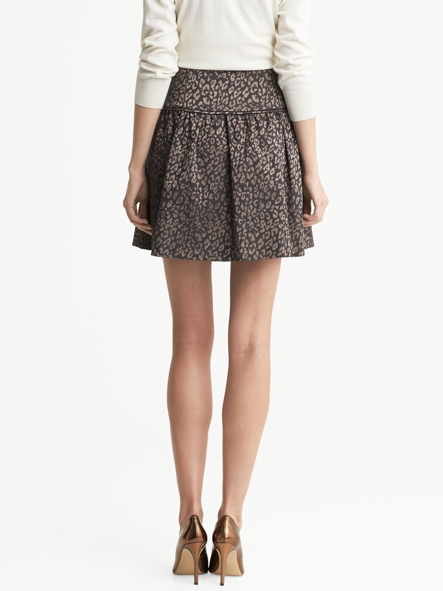 Banana republic Leopard Fit And Flare Skirt Leopard in Brown (Leopard ...